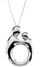 Small Mother and Child Rhodium Plated Sterling Silver Adjustable Necklace, 22"