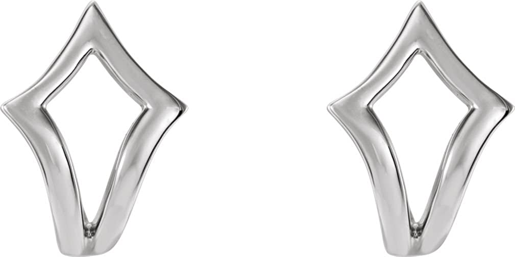 Geometric J-Hoop Earrings, Rhodium-Plated 14k White Gold