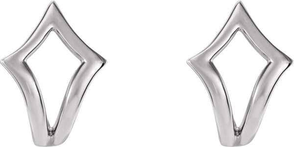 Platinum Geometric J-Hoop Earrings