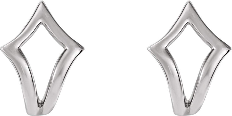 Geometric J-Hoop Earrings, Sterling Silver