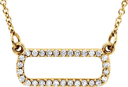 30-Stone Diamond Horizontal Rectangle 14k Yellow Gold Pendant Necklace, 16" ( 0.16 Cttw)