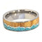 Turquoise, Black Ash Burl Wood, Sterling Silver Mountain Design 8mm Comfort-Fit Titanium Ring