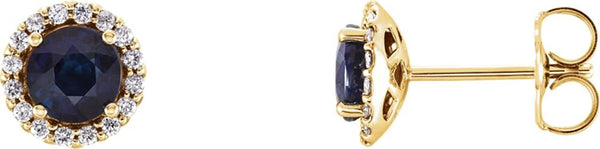 Blue Sapphire and Diamond Earrings,14k Yellow Gold (0.2 Ctw, G-H Color, I1 Clarity)