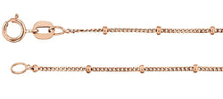 1mm 14k Rose Gold Solid Beaded Curb Chain, 16"