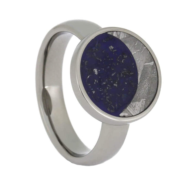 Meteorite Moon and Blue Starry Night 4mm Comfort-Fit Titanium Wedding Band, Size 6