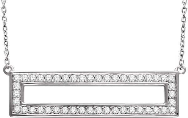 Diamond Rectangle Necklace in 14k White Gold, 16-18" (3/8 Cttw)