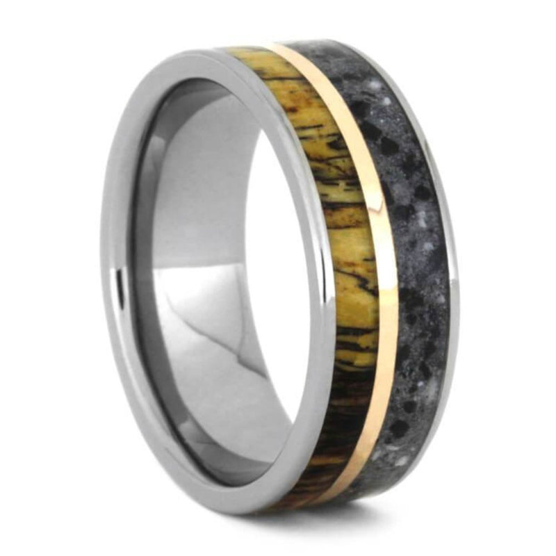 Concrete, Spalted Tamarind Wood, Copper 8mm Titanium Comfort-Fit Wedding Ring