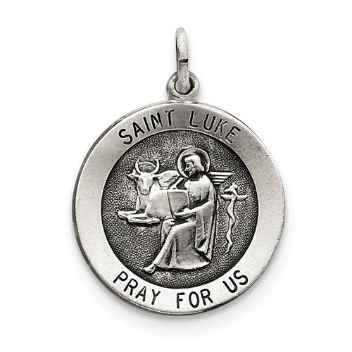 Sterling Silver Antiqued Saint Luke Medal (30X22MM)