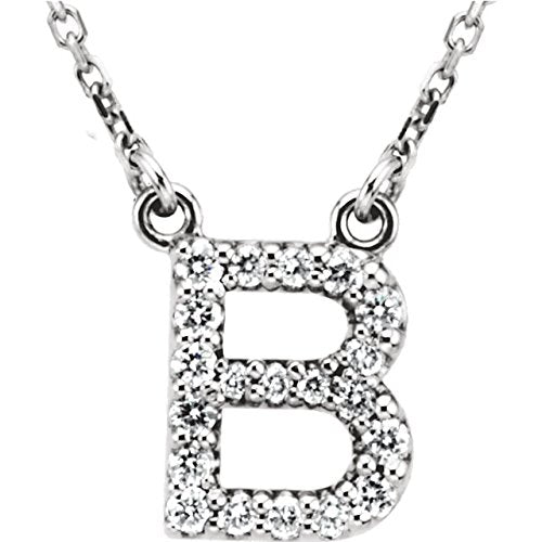 Diamond Initial 'B' Rhodium Plate 14K White Gold (1/6 Cttw, GH Color, I1 Clarity), 16.25"