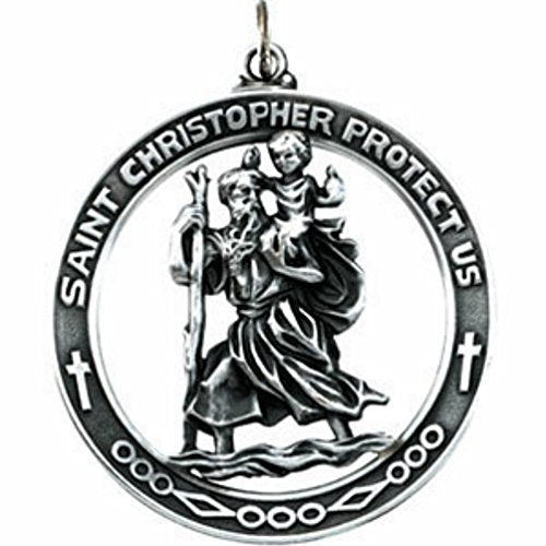 14k Yellow Gold St. Christopher Medal, Patron Saint of Athletes, Porters, Sailors and Travelers (29 MM)