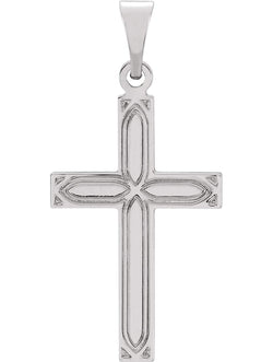 Engraved Passion Cross Rhodium-Plated 14k White Gold Pendant (22X14MM)