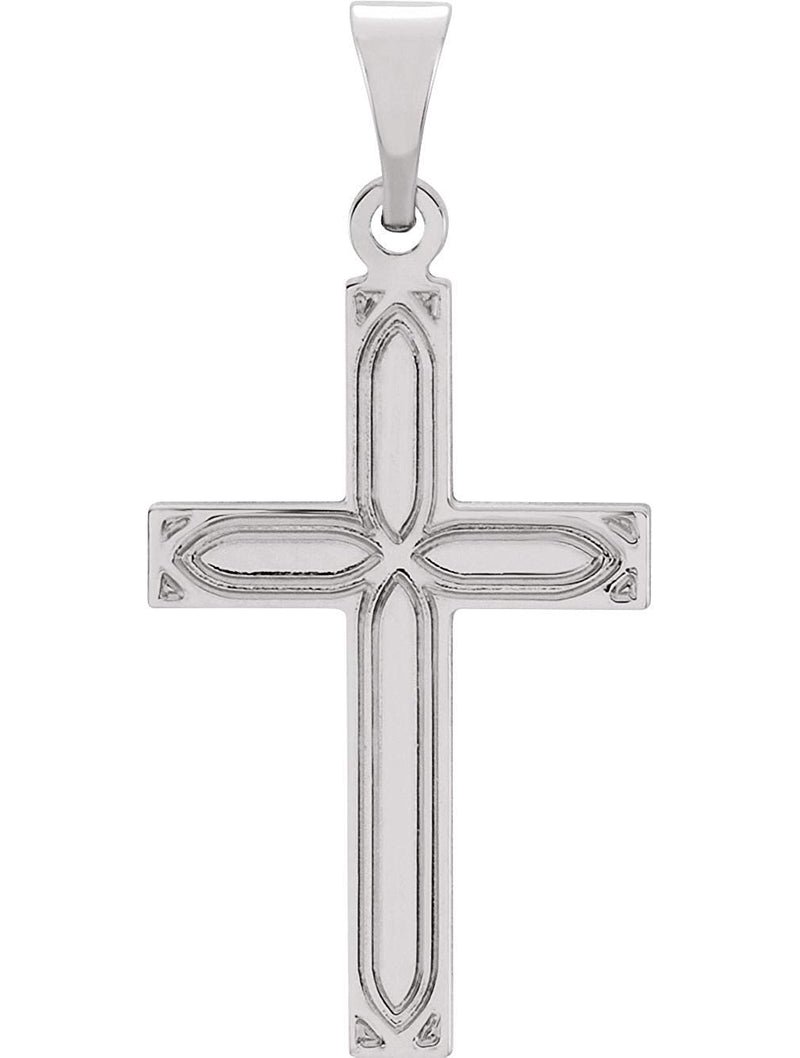 Engraved Passion Cross Rhodium-Plated 14k White Gold Pendant (22X14MM)