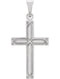 Engraved Passion Cross Rhodium-Plated 14k White Gold Pendant (18X12MM)