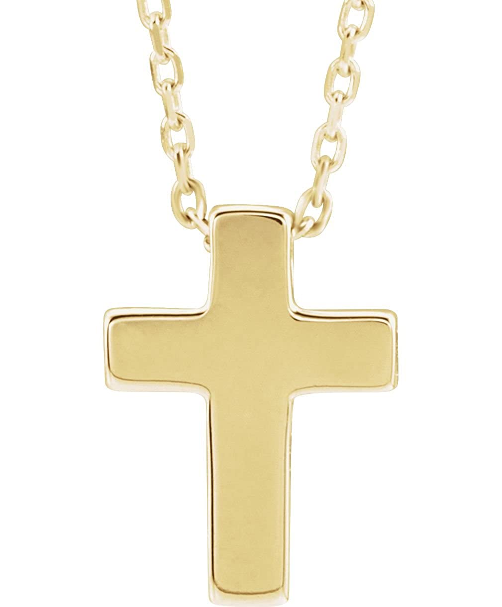 Petite Cross 14k Yellow Gold Pendant Necklace 16" and 18"