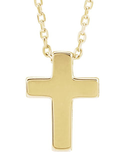 Petite Cross 14k Yellow Gold Pendant Necklace 16" and 18"