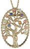 Multi Gemstone Tree Pendant Necklace, 10k Yellow Gold, 12k Green and Rose Gold Black Hills Gold Motif, 18"