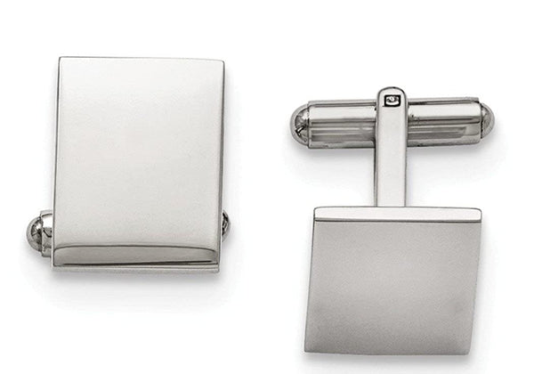 Stainless Steel Engravable Polished Rectangle Cuff Links,14X17MM