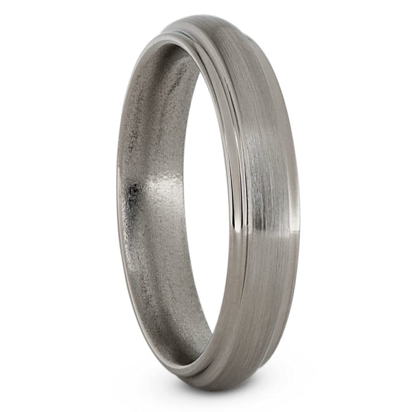 Brushed Titanium 5mm Comfort-Fit Grooved Wedding Band