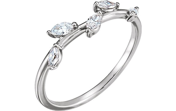 Petite Diamond Leaf Ring, Rhodium-Plated 14k White Gold (1/3 Ctw, Color GHI, Clarity I1), Size 9