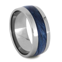 Blue Box Elder Burl Wood 10mm Titanium Comfort-Fit Wedding Band