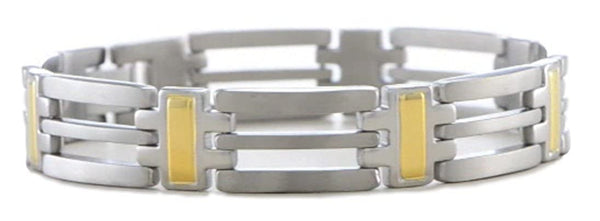 Men's Gold IP and Titanium 11mm Titanium Bracelet, 8.5"