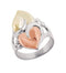 3D Sculpted Hearts Ring, Rhodium Plated Sterling Silver, 10k Green and Rose Gold, 18" to 22"