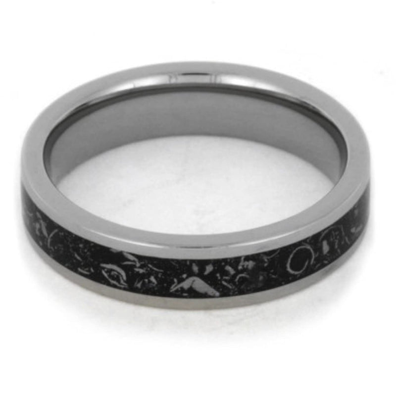 Black Stardust Inlay 5mm Comfort-Fit Titanium with Gibeon Meteorite Shavings Ring