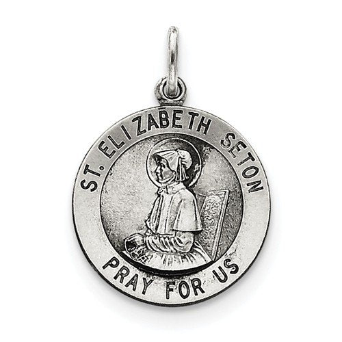 Sterling Silver Antiqued St. Elizabeth Seton Medal (22X20MM)