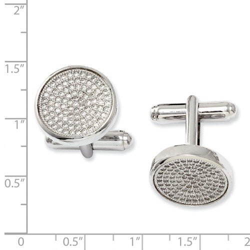 Sterling Silver and Cubic Zirconia Brilliant Embers Coin Cuff Links