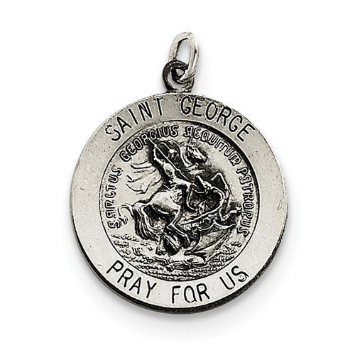 Sterling Silver Antiqued Saint George Medal (25X20MM)