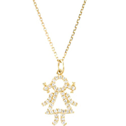 Diamond Little Girl Pendant Necklace in 14k Yellow Gold, 16" (.20 Cttw)