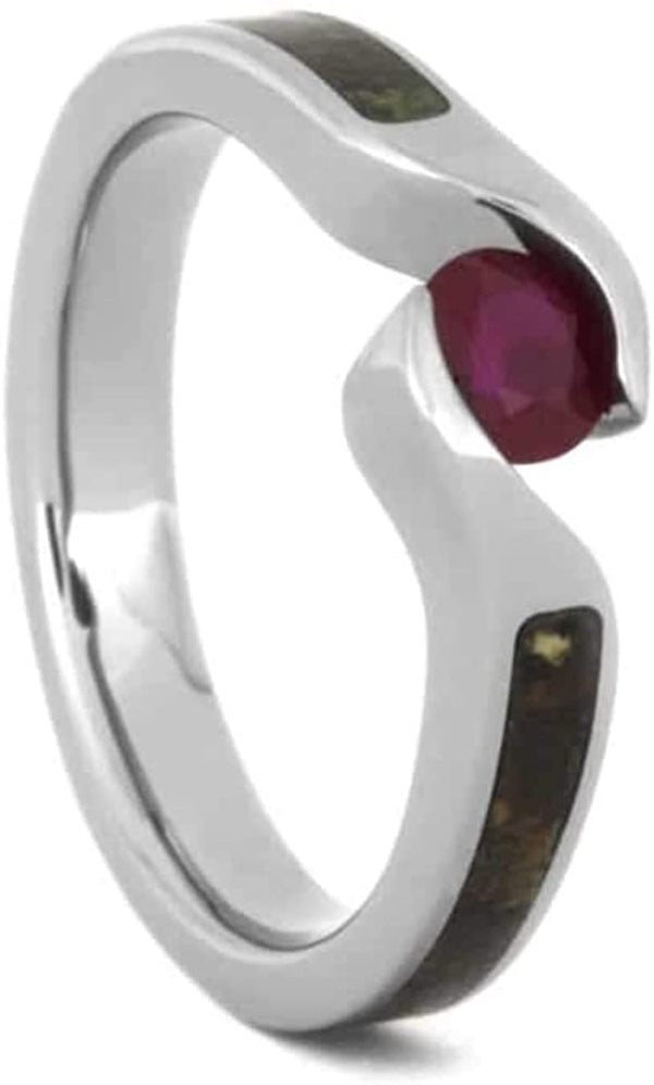 Ruby, Dinosaur Bone 3.5mm Comfort-Fit Titanium Bypass Engagement Ring, Size 4.75