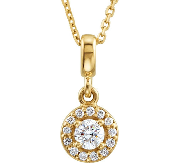 Diamond Halo-Style Necklace, 14k Yellow Gold, 18" (0.2 Ctw, Color G-H, Clarity I1)