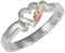 Petite Heart Bypass Ring, Sterling Silver, 12k Green and Rose Gold Black Hills Gold Motif, Size 8