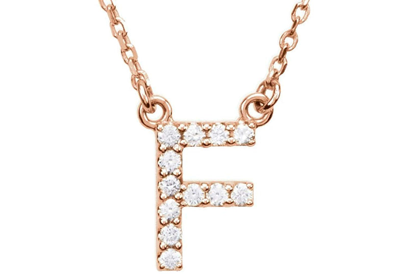 14k Rose Gold Diamond Initial 'F' 1/8 Cttw Necklace, 16" (GH Color, I1 Clarity)