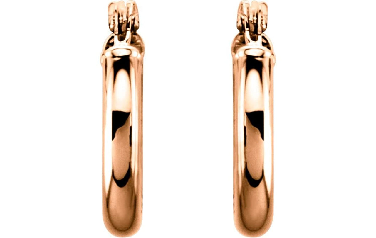 Tube Hoop Earrings, 14k Rose Gold (15mm)