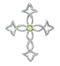 Genuine Peridot Cross 14k White Gold Pendant