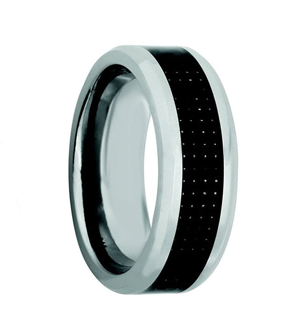 Men's Titanium, Black Carbon Fiber Inlay 8MM Comfort-Fit Band