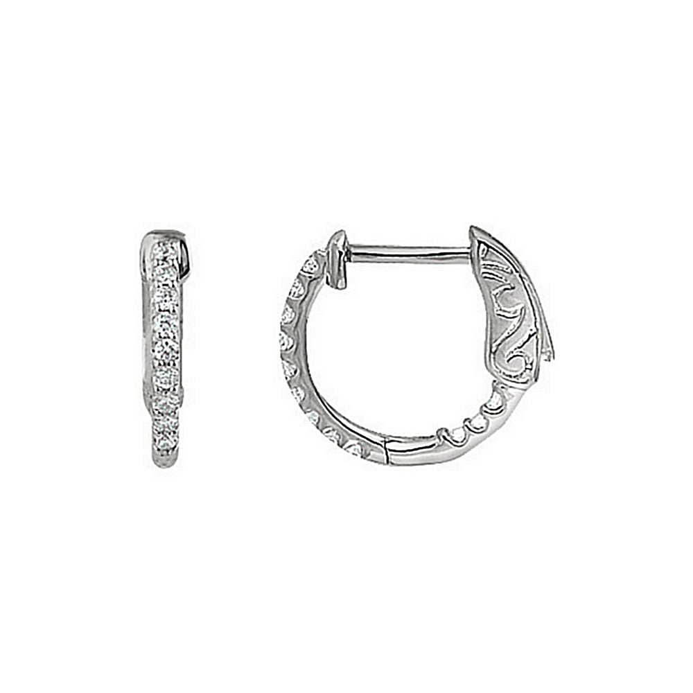 Diamond Inside-Outside 14k White Gold Hoop Earrings (1/4 Ctw, Color H+, Clarity I1)