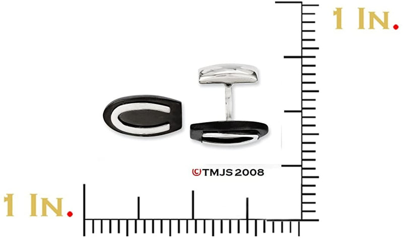 Stainless Steel, Black IP Oval Cuff Links, 23X12MM