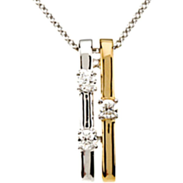 Two-Tone Diamond Necklace in 14k White Gold and Rhodium Plate 14k Yellow Gold, 18"