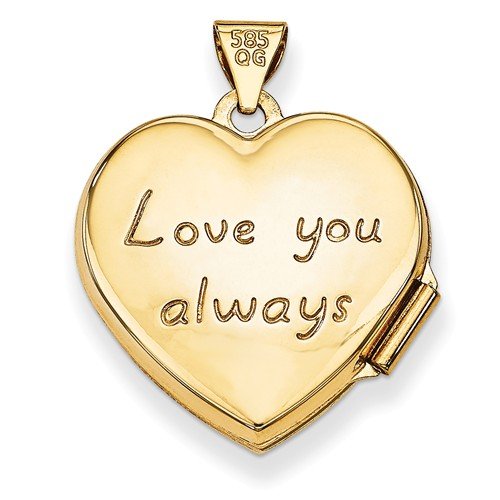 14k Yellow Gold "Love you always" Heart Locket