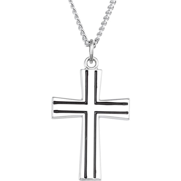Inlay Cross Sterling Silver Nacklace, 24"