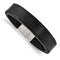 Men's Polished Stainless Steel Black Leather Bracelet, 8.5"