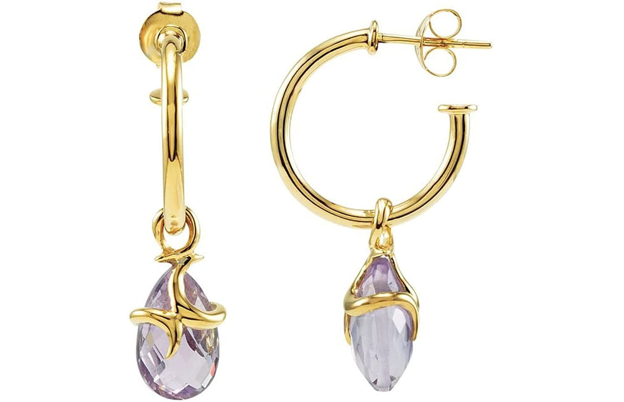 Missoma Amethyst Hoop Earrings, 18K Yellow Vermeil