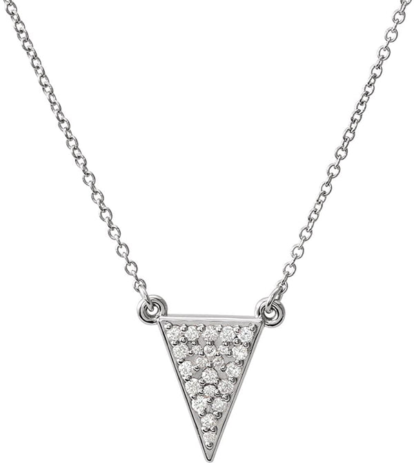 Diamond Triangle Necklace, Rhodium-Plated 14k White Gold 16.5" (.2 Ctw, GH Color, I1 Clarity)