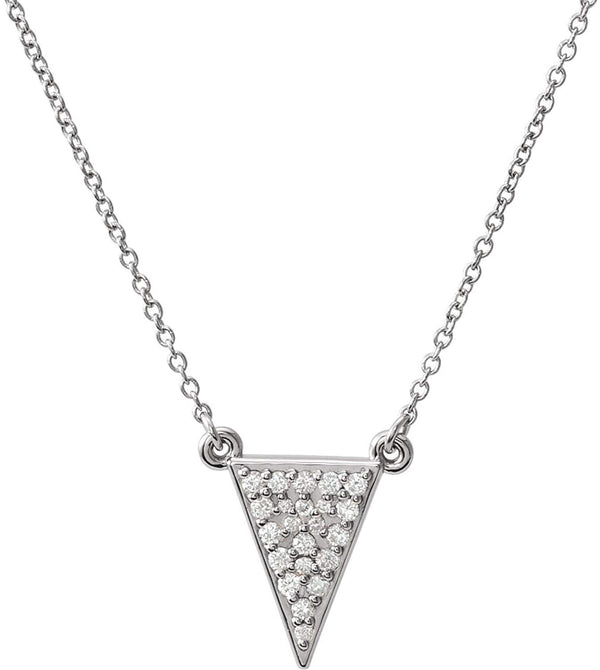Diamond Triangle Necklace, Sterling Silver, 16.5" (.2 Ctw, GH Color, I1 Clarity)