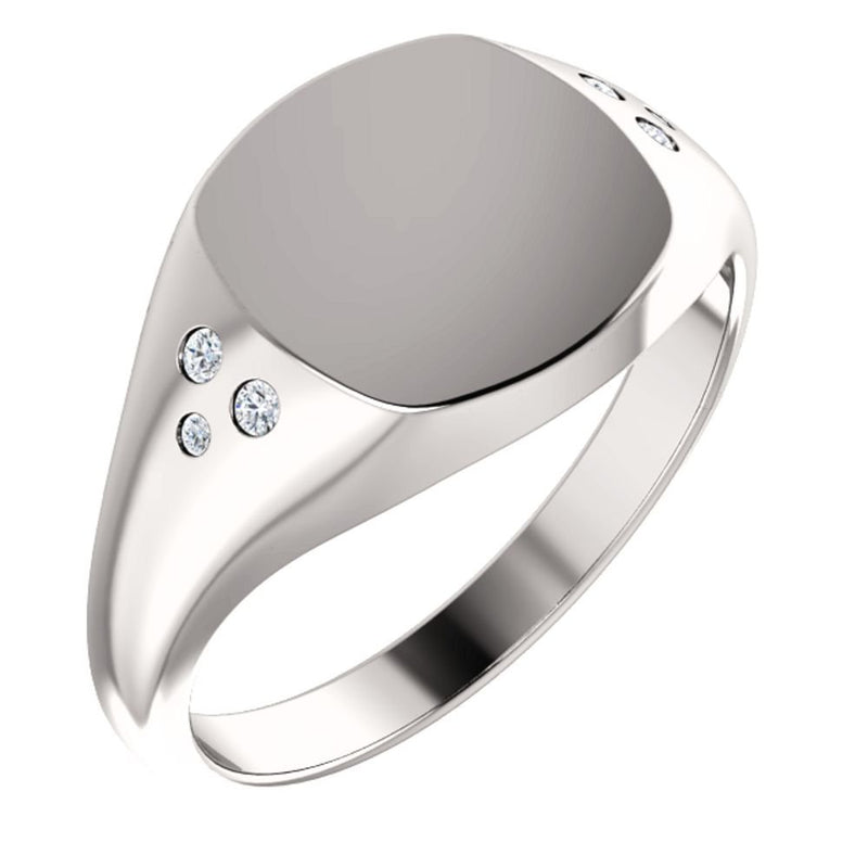 Diamond Closed Back Signet Ring, Sterling Silver (.05 Ctw, G-H Color, I1 Clarity) Size 6