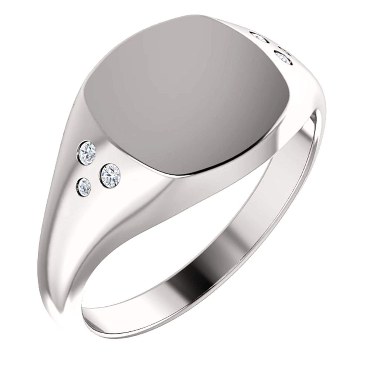 Platinum Diamond Closed Back Signet Ring (.05 Ctw, G-H Color, SI2-SI3 Clarity) Size 6