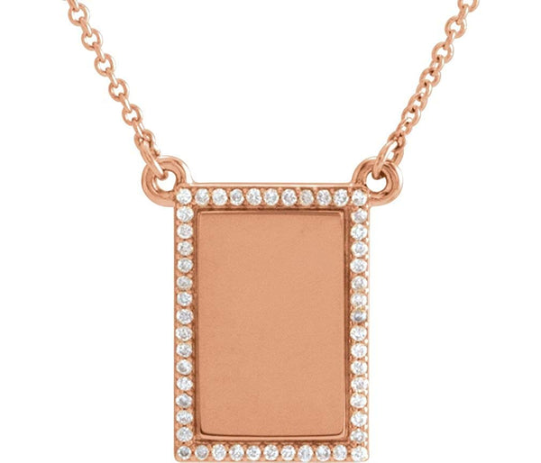 Diamond Bar Necklace, 14k Rose Gold, 18" ( 0.125 Ctw, G-H Color, I1 Clarity)